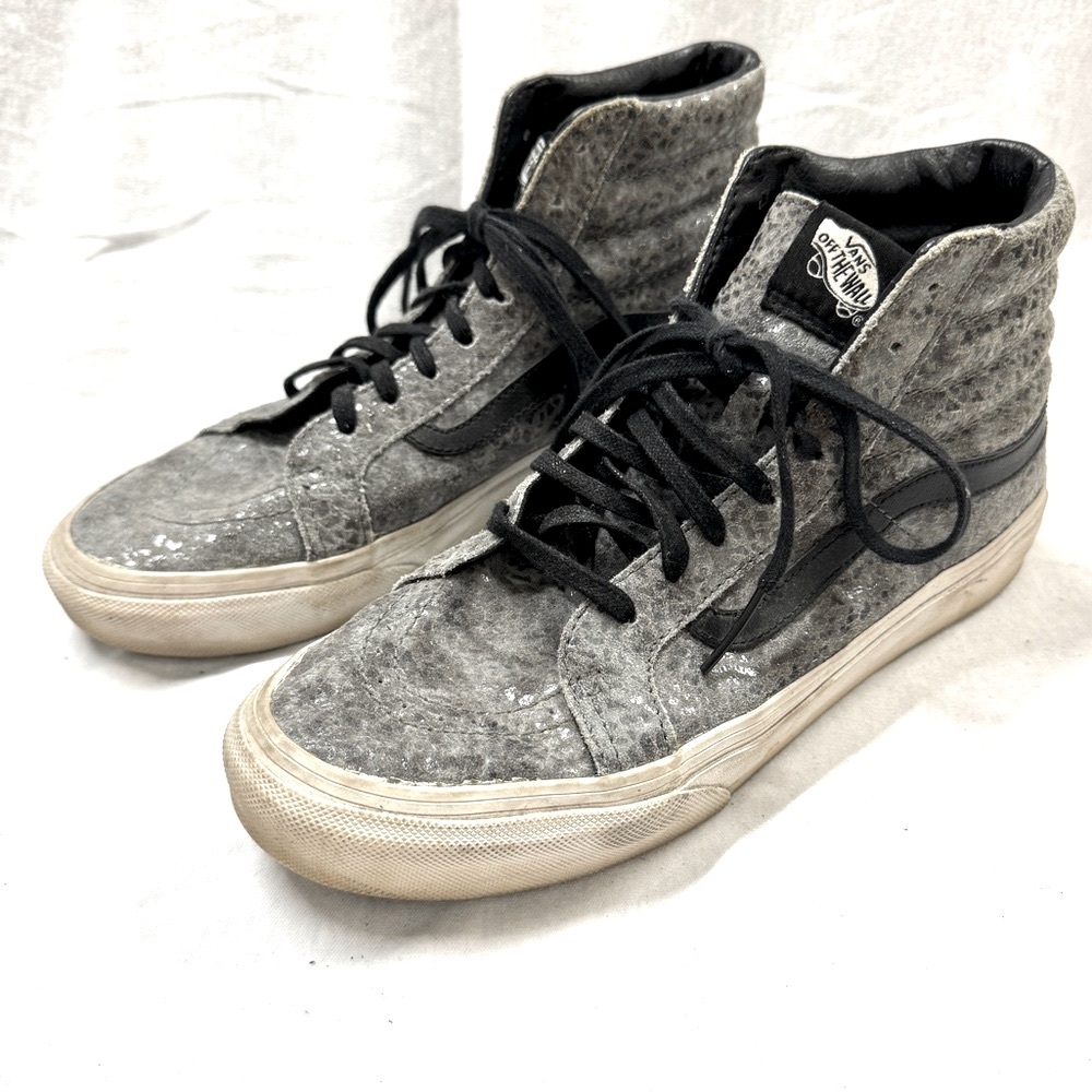Vans Sk8 Hi Slim Metallic High Top Sneakers women’s 8 men’s 6.5 black silver - Picture 2 of 6